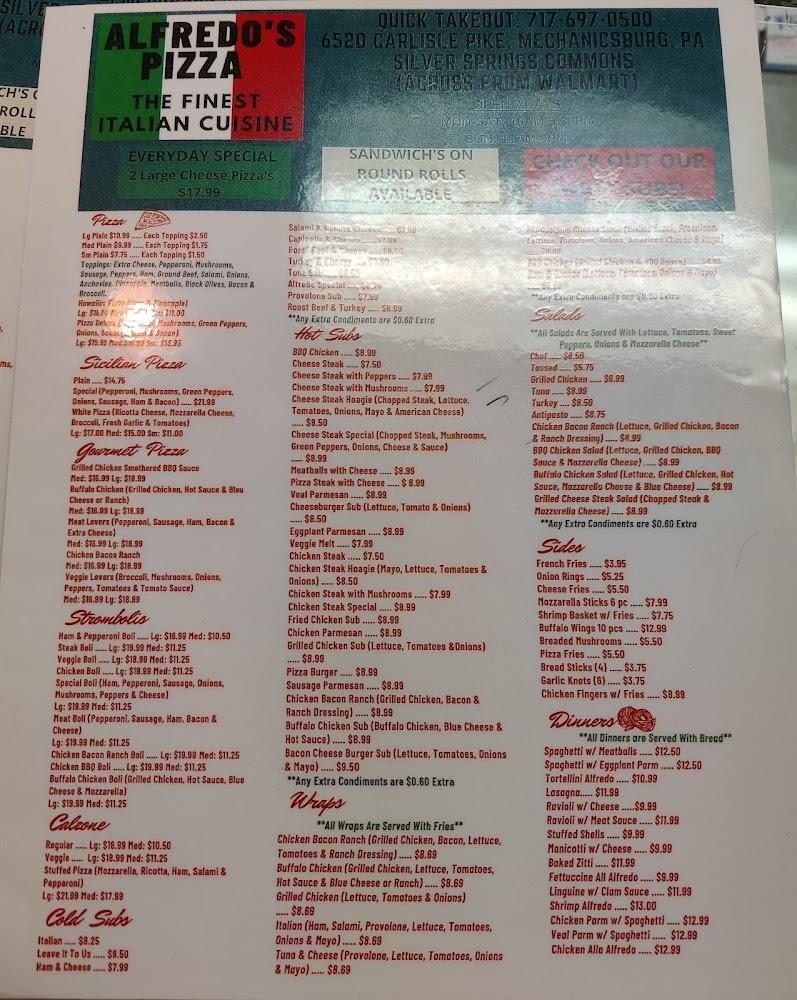 Alfredo Pizza & Italian Restaurant Menu image 2